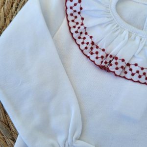 Body blanco bordado burdeos
