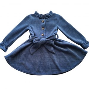 vestido vuelo de pana con lazada y botones